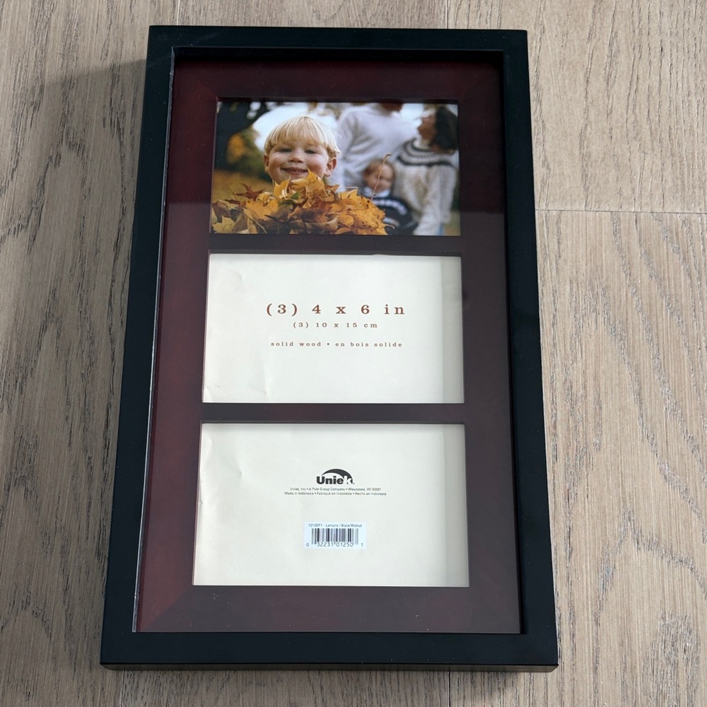 Black and Wood Collage Table or Wall Photo Frame